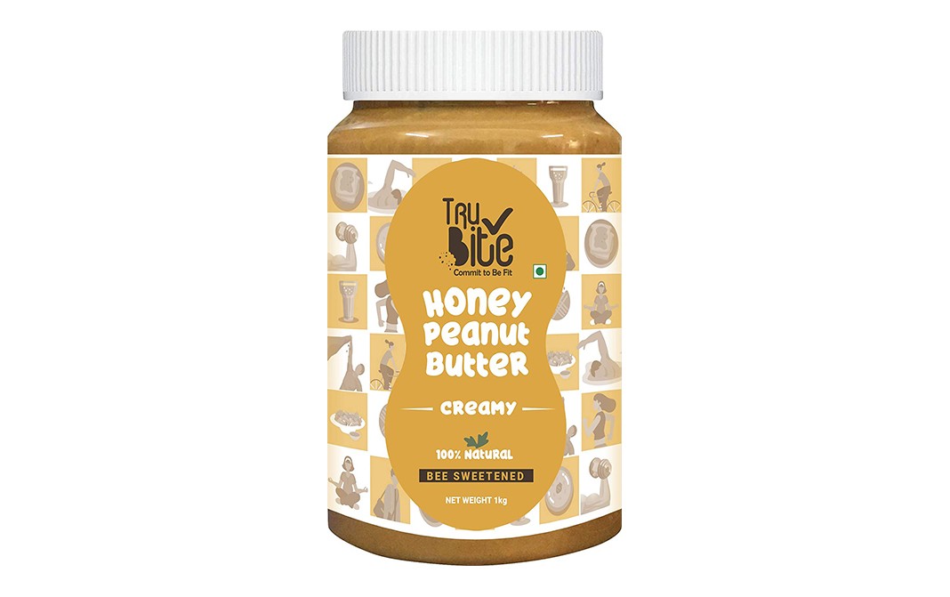 Trubite Honey Peanut Butter Creamy Bee Sweetened  Plastic Jar  1 kilogram